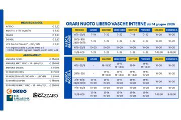 Orari estivi nuoto libero 